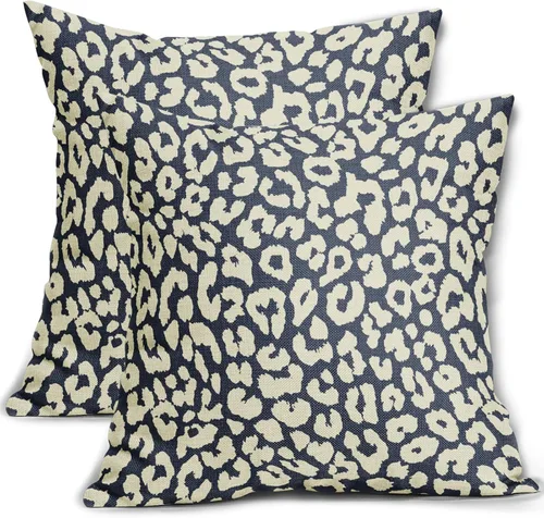 Vista 37 de Juego de 2 fundas de almohada con estampado de leopardo negro de 16 x 16 pulgadas, diseño de animal de guepardo, chinoiserie, fundas de almohada