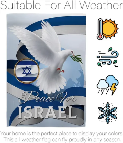 Vista 6 de Israel Flag Paz para Israel para colgar en la pared, hogar, porche, dormitorio, residencial, bandera de Israel, para campamento al aire libre