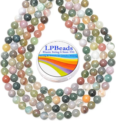 Vista 12 de LPBeads 100 Cuentas de 8mm Cuentas Redondas Naturales de Chakra, Cuentas Sueltas de Piedra Preciosa Redondas para Hacer Joyas con Cordón Elástico