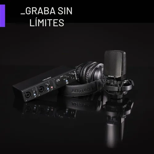 Vista 5 de Arturia MiniFuse 2 Pack de Grabación - Negro Graba guitarra de voz y sintetizadores, las mejores especificaciones de sonido de su clase, empareja