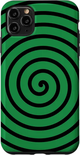 Vista 11 de Carcasa minimalista para iPhone 14 con diseño minimalista en espiral negro sobre verde