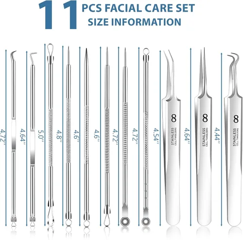 Vista 7 de Kit de herramientas para eliminar puntos negros, herramienta extractora de espinillas, herramienta extractora de espinillas, herramienta profesional