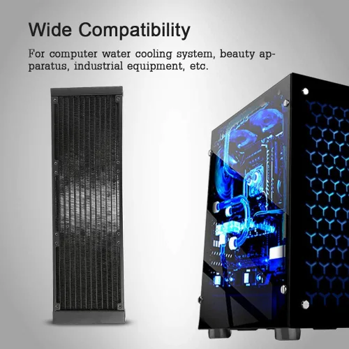 Vista 3 de Intercambiador de calor de 12 tubos Intercambiador de calor de computadora de radiador para sistema de refrigeración por agua de PC (14.173 in)