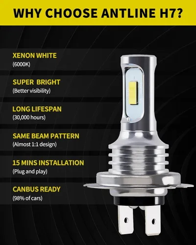 Vista 46 de Antline Bombilla LED H1 súper brillante, versión 3570 CSP-Chips LED antiniebla, repuesto DRL (paquete de 2)