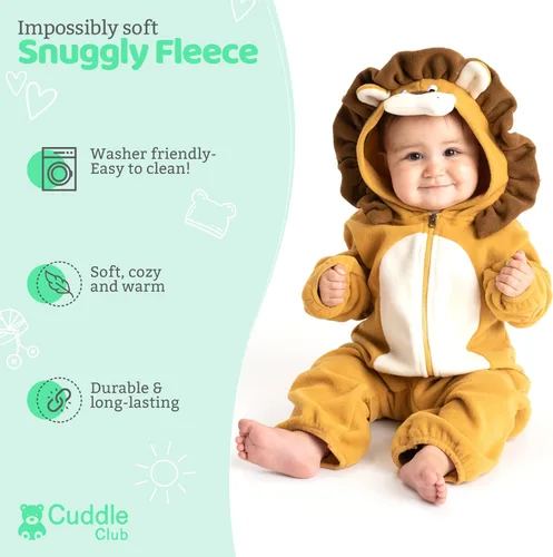 Vista 44 de Enterizo de vellón para bebé, rómper de una sola pieza con capucha para niños, ropa para exteriores, chaqueta infantil