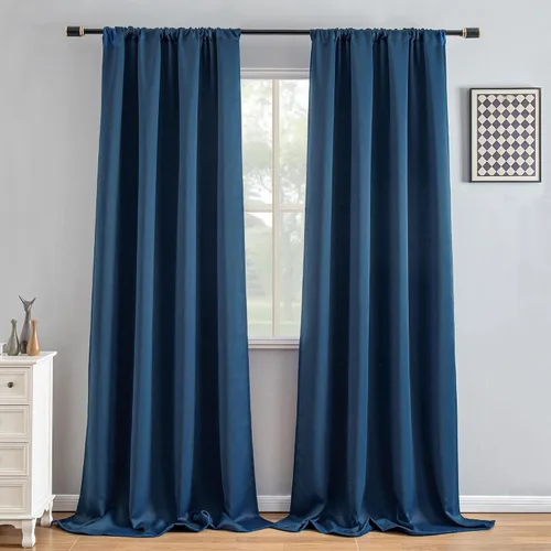 Vista 17 de IGEMAEVE - Juego de 2 paneles de cortinas opacas negras de 72 pulgadas, cortinas oscuras para dormitorio de 72 pulgadas de largo, cortinas oscuras