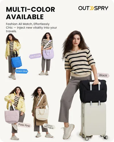 Vista 8 de Bolsa de mano para mujer con cremallera, bolsa de mano grande acolchada de 14 pulgadas para laptop con funda para carrito