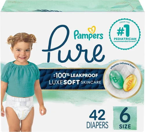 Vista 7 de Pañales para recién nacido/talla 1 (8-14 libras), 35 unidades – Pampers Pure Protection desechables para bebé, protección hipoalergénica y sin