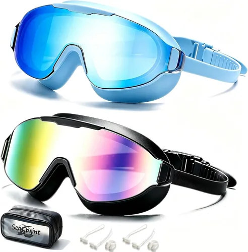 Vista 9 de Gafas de natación, gran angular antivaho y a prueba de fugas UV, gafas de natación de moda para hombres y mujeres