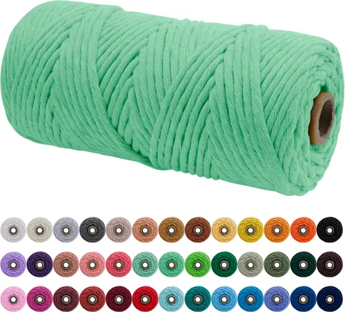 Vista 150 de JeogYong Cordón de macramé de un solo hilo 3 mm x 109 yardas (328 pies) Cuerda de algodón suave Hilo de macramé de 3 mm, suministros de macramé