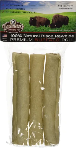 Vista 4 de Tasman's Natural Pet Rollos de cuero crudo de búfalo totalmente natural, 2 rollos grandes