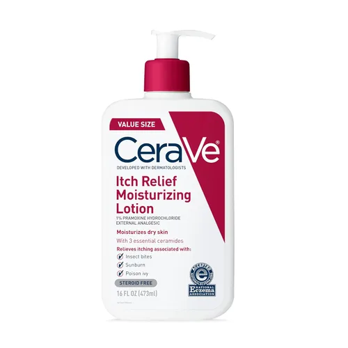 Vista 9 de CeraVe Loción hidratante antipicazón con clorhidrato de pramoxina, alivia la picazón con irritaciones menores de la piel, alivio de quemaduras