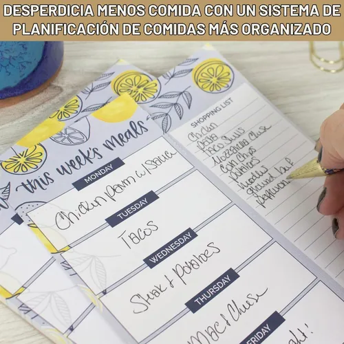 Vista 6 de bloom daily planners - Bloc de notas semanal para planificar las comidas con imanes para el refrigerador, incluye una «Lista de compras de Limones