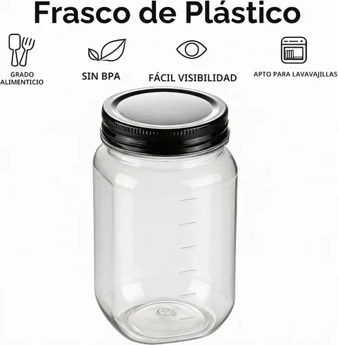 Vista 4 de novelinks Tarros de plástico transparente de 16 onzas con tapas y tapas
