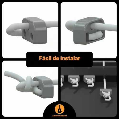 Vista 5 de Cuentas de puente de guitarra clásica – Bloques de corbata con patrón de madera clara para cuerdas de nailon y carbono – Compatible con guitarras
