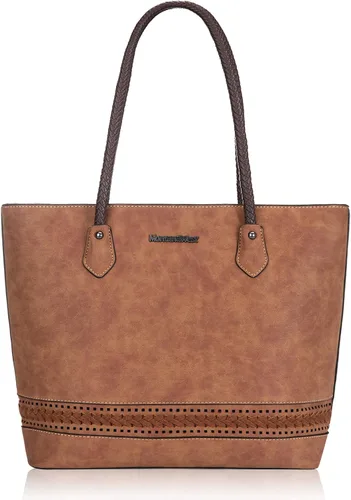 Vista 8 de Montana West Bolsas Tote Tejidas para Mujeres, Carteras y Bolsos de Mano con Bolsillo Trasero con Cremallera *Tejido negro