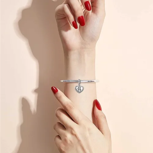 Vista 5 de Abalorios colgantes de corazón de hermana amor compatibles con pulsera Pandora, collar, joyería de cumpleaños para mujeres