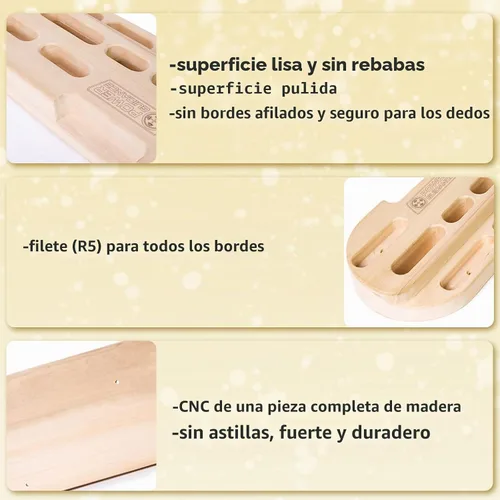 Vista 5 de POWER GUIDANCE Tabla de Agarre de Escalada en Roca, Fortalecedor de Manos de Madera, Ejercitador de Antebrazo para Escaladores y Atletas