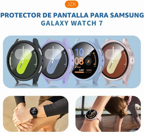 Vista 7 de JZK Juego de 6+6 fundas para Samsung Galaxy Watch 6 de 40 mm, protector de pantalla de PC duro impermeable + parachoques delgado de vidrio templado