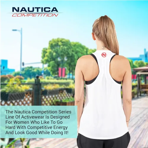Vista 6 de Nautica Paquete de 3 camisetas sin mangas de entrenamiento para mujer, atléticas activas, gimnasio, entrenamiento, correr, ejercicio, yoga, tela
