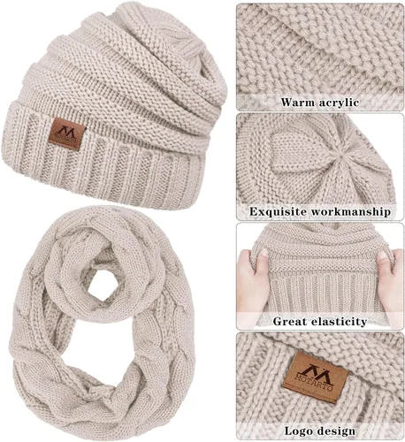 Vista 3 de Motarto Conjunto cálido de invierno, bufanda de punto, gorro, guantes para pantalla táctil, calentador de oídos, equipo para clima frío para hombres