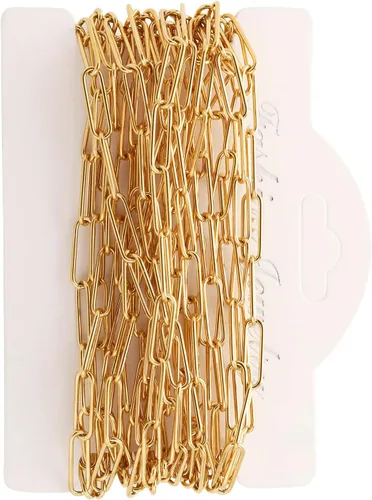 Vista 9 de Cadenas de collar de 16.4 pies para fabricación de joyas, cadenas de acero inoxidable chapadas en oro a granel para manualidades, collares