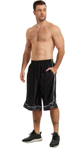 Vista 6 de HQUEC Pantalones cortos deportivos de 12 pulgadas para hombre, pantalones cortos largos de entrenamiento de baloncesto por debajo de la rodilla