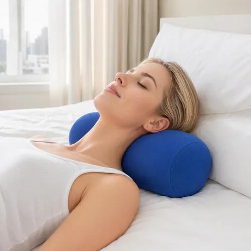 Vista 6 de ASkinds 2 almohadas cilíndricas cómodas de rollo de microperlas Jelly Bean Bed Pillow Tube Pillow Cojín para cabeza, cuello, soporte de espalda