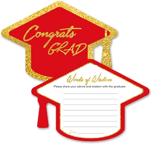Vista 6 de Yuzi-n Tarjetas de consejos de graduación para el graduado (paquete de 50), suministros de decoración de juegos de fiesta de graduación de escuela