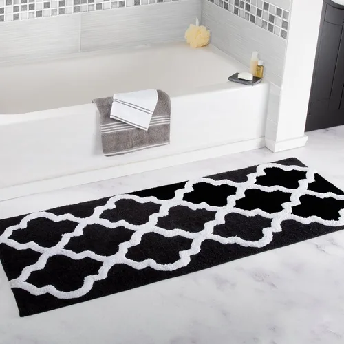 Vista 6 de Bedford Home Tapete de baño con enrejado 100% algodón, 24 x 60 pulgadas, color hueso