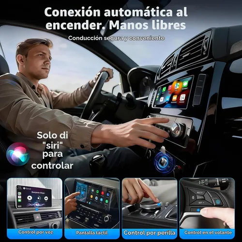 Vista 3 de Adaptador inalámbrico CarPlay actualizado 2025 para iPhone Ultra-Mini Metal, convertido con cable a inalámbrico, conexión estable rápida Bluetooth