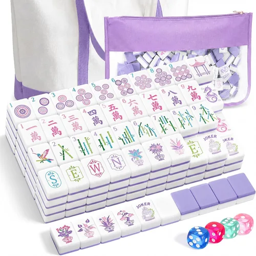 Vista 8 de Soulchen 1.2 '' Houseplant American Mahjong Set, 168 azulejos con bolsa de Verde