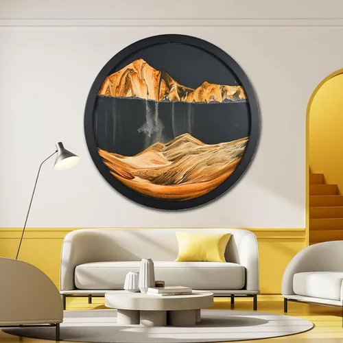 Vista 23 de Decoración artística de arena móvil de 17.3 pulgadas, pintura 3D giratoria de 360 grados, arte de pared de vidrio, decoración de sala de estar