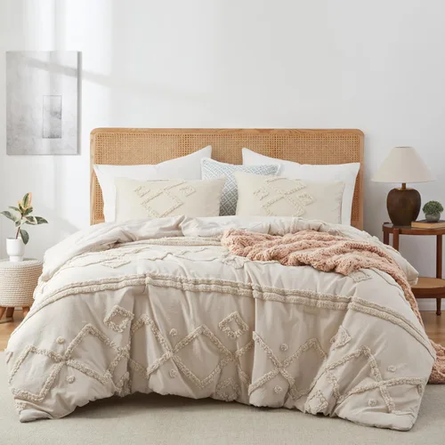 Vista 51 de Oli Anderson Juego de Edredón Beige Queen Acolchado Juego de Ropa de Cama Queen 3 Piezas, Edredón Boho Shabby Chic con 2 Fundas de Almohada