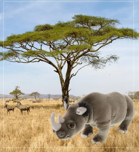 Vista 9 de DolliBu Colección de animales de peluche salvaje, Storytime Buddy Rhino Animal para niños, animales de peluche de safari de felpa de rinoceronte