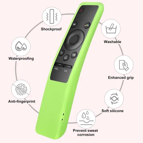Vista 3 de Pack de 2 fundas protectoras de silicona para control remoto Samsung, compatibles con la funda protectora de control remoto de TV Samsung serie