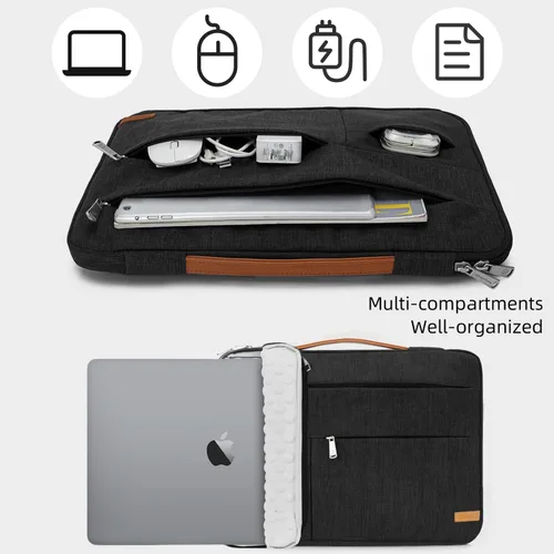 Vista 5 de KINGSLONG Funda para laptop de 13.3 pulgadas, bolsa delgada a prueba de golpes, funda de transporte para computadora compatible con MacBook Air/Pro