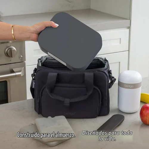 Vista 5 de Bentgo Modern lonchera Bento para adultos y adolescentes; 3-4 compartimentos, resistente a fugas, capacidad de 5.5 tazas/44 onzas líquidas, clips