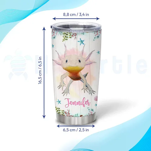 Vista 5 de Hyturtle Regalos personalizados para los amantes de los ajolotes – Just A Girl Who Loves Axolotls - Vaso de acero inoxidable con nombre
