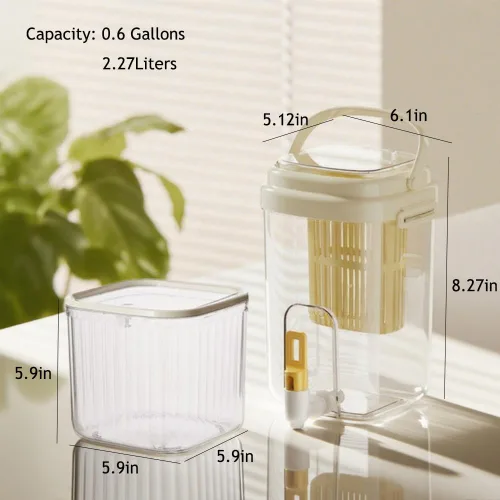 Vista 2 de Dispensador de bebidas de plástico de 0.6 galones, recipientes de jugo para individuos o familias pequeñas, dispensador de bebidas de hielo