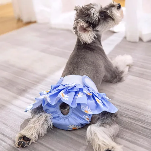 Vista 6 de Pañales lavables para perras, falda duradera para vestido de perro, pañales reutilizables para mascotas y cachorros, bragas de calor para perras