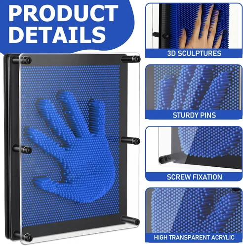 Vista 6 de Jenaai Paquete de 2 tableros de arte con pines 3D extra grandes de 10 x 8 pulgadas, tablero de arte de plástico sensorial, juguete sensorial