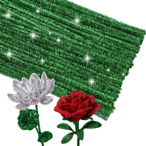 Vista 25 de ZXIIXZ Limpiapipas, 100 limpiadores de tuberías verdes a granel para hacer flores