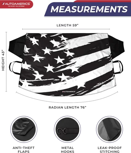 Vista 3 de AUTOAMERICS Cubierta de nieve para parabrisas, cubierta de parabrisas para hielo y nieve, protector de ventana impermeable para automóvil, camión