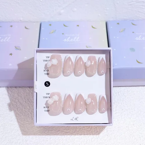 Vista 22 de LIGHT RAIN - Uñas a presión medianas con diseño de galaxia Andromeda, de lujo, reutilizables, de siete capas, con acabado UV, uñas postizas hechas a