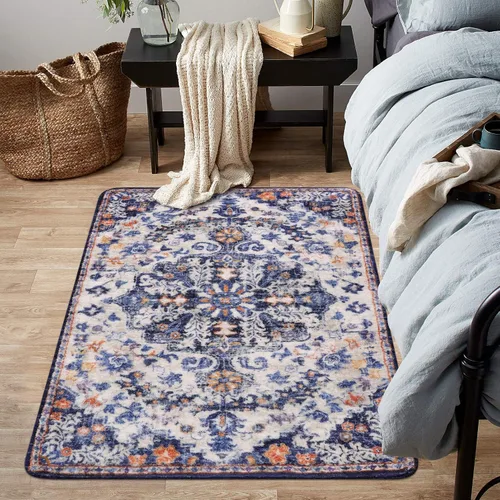 Vista 26 de Lahome Alfombra Floral Bohemio Medaillon - 2x3 Pequeña Alfombra de Baño Rosa Caliente, Alfombra de Cocina, Lavable a Máquina, Antideslizante, Suave