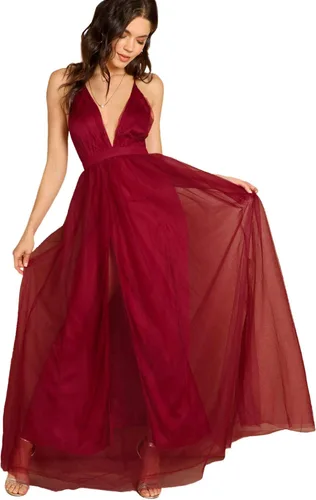 Vista 5 de Floerns - Vestido largo de cóctel con tirantes delgados y escote profundo para mujer