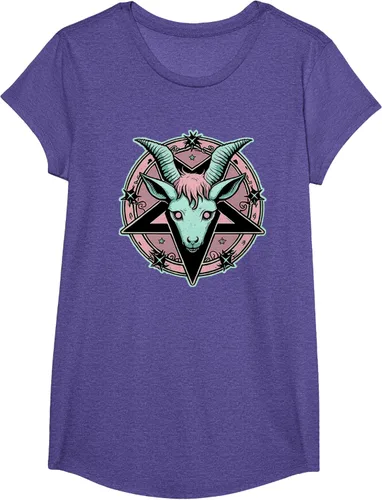 Vista 58 de Camiseta Kawaii Paste Creepy Goat Pentacle, Negro