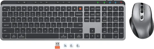 Vista 9 de MEETION Combo de teclado y mouse inalámbricos Bluetooth, teclado inalámbrico delgado y recargable, conexión multidispositivo, teclado compacto