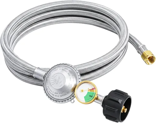 Vista 11 de SHINESTAR 3.5FT Propane Regulator with Hose and Gauge Regulador universal de parrilla de gas y pieza de repuesto de manguera para parrilla